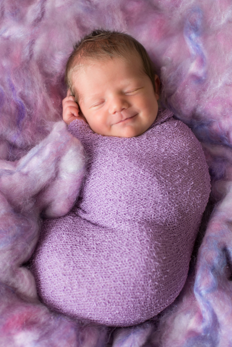 newborn photography tamworth purple baby girl pose