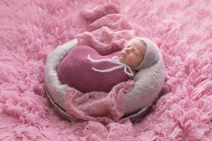 newborn photography baby girl in pink