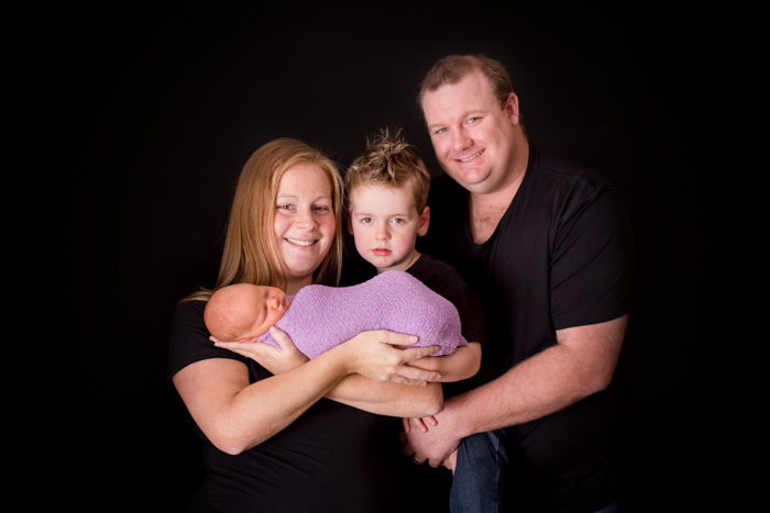 family photo on black backdrop - newborn session, newborn photography tamworth nsw